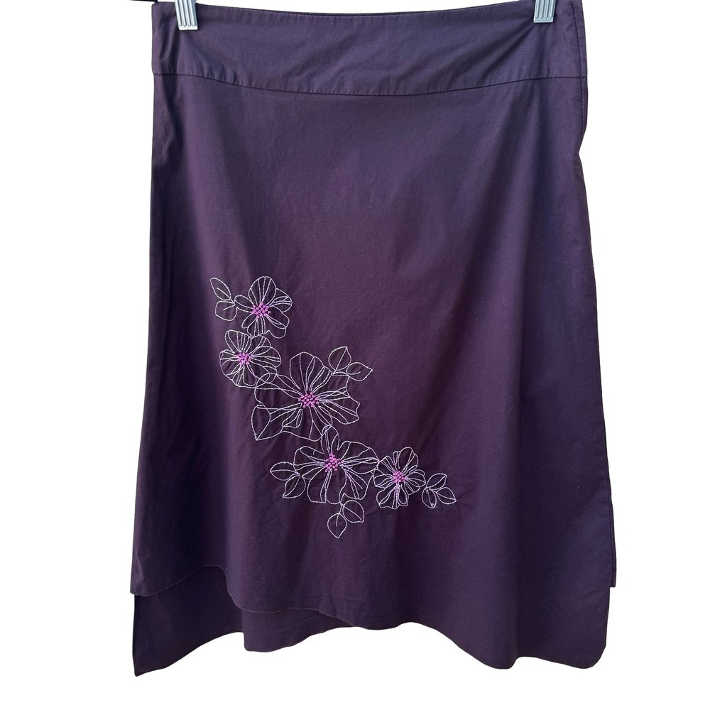 Scott Y2K Boho Whimsigoth Cottagecore Floral Embroidered Asymmetrical Midi Skirt